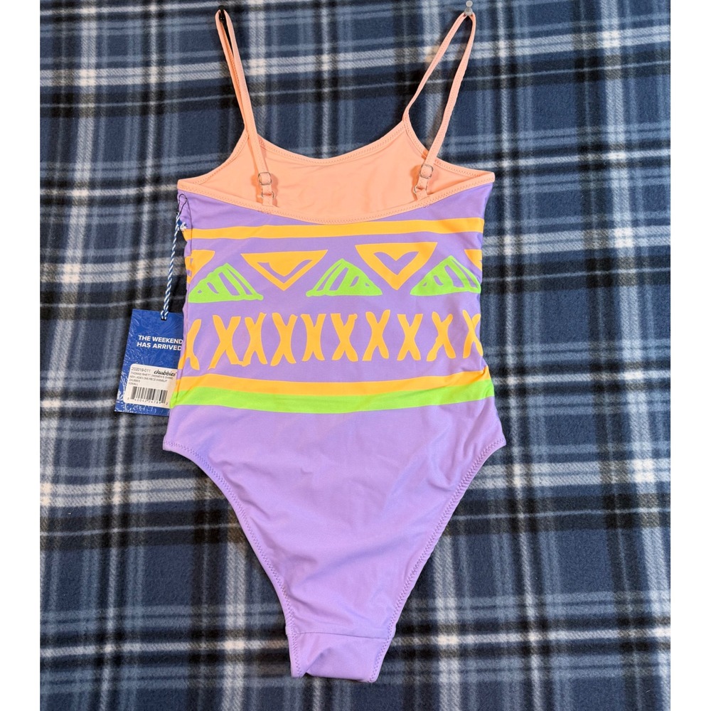 Chubbies Thomas Rhett Purple Geometric One Piece Swimsuit XS 202019-011 NWT - Picture 3 of 8